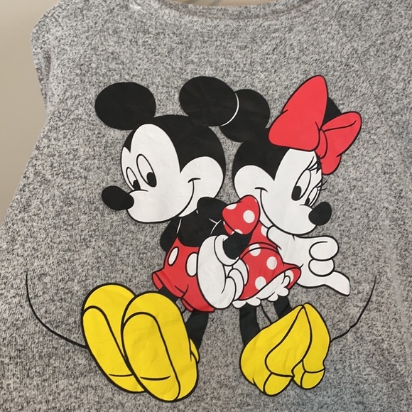 Disney Mickey Mouse And Minnie Mouse Gray Long Sleeve Top Size XS - Picture 5 of 11